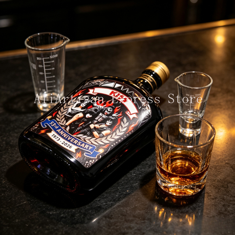Vintage Collectible Liquor Bottles - ロックミュージックにインスパイアされたウイスキーデキャンタ、ヴィンテージスタイルのコレクタブルリキュールボトル、男性の隠れ家や音楽ファンへのギフト
