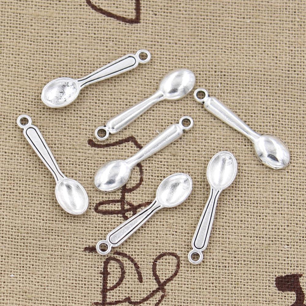 Vintage Collectible Spoons - 30個チャームキッチン調理スプーン24 × 6ミリメートルアンティーク作るペンダントフィット、ヴィンテージチベットブロンズシルバー色、diy手作りジュエリー