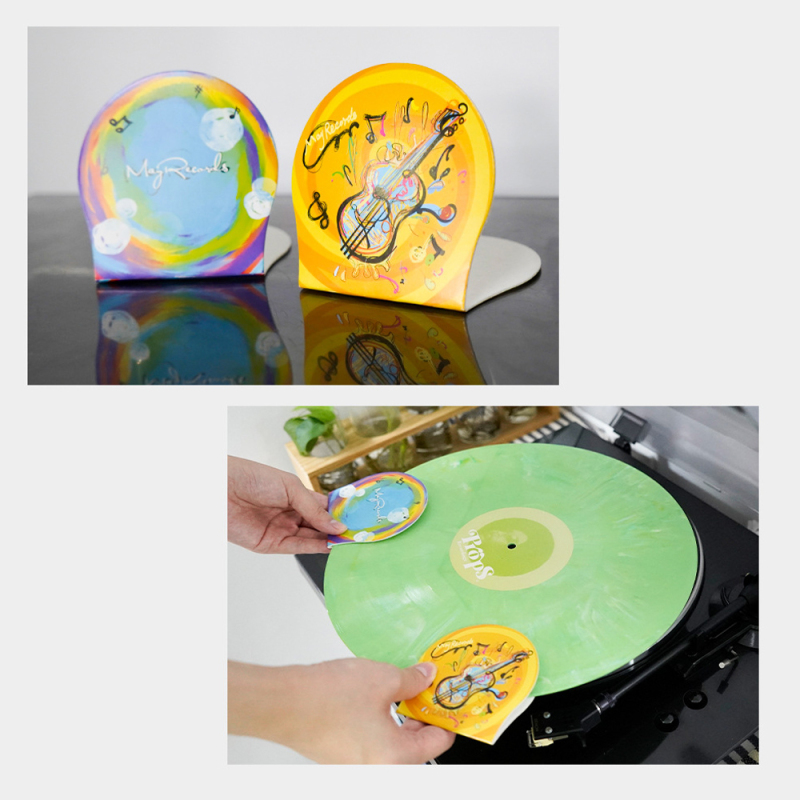 Vinyl Record Cleaner - レコードクリーナーhandmitt、ビニールレコードクリップ、ディスク保護パッド、指紋なし、損傷なし、帯電防止、lp、2個