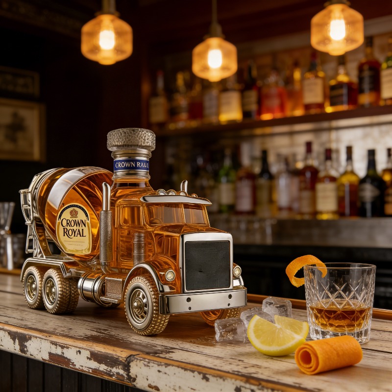 Vintage Collectible Liquor Bottles - ヴィンテージトラックデザインのガラス製ウイスキーデカンター、男性用の隠れ家やホームバーの装飾に最適なコレクターズアイテム、トラック愛好家のためのユニークなギフト