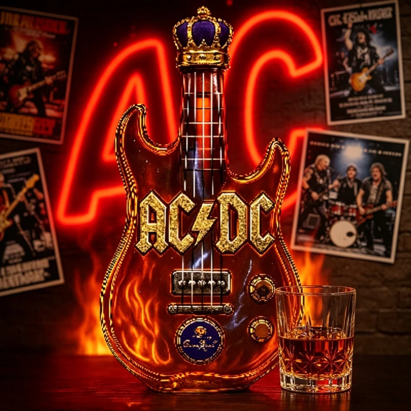 Vintage Collectible Liquor Bottles - レトロなエレキギター型のウイスキーデキャンタ、ヴィンテージロックテーマの酒瓶、コレクターズアイテムのバーウェア、ロックミュージックファンへのギフト