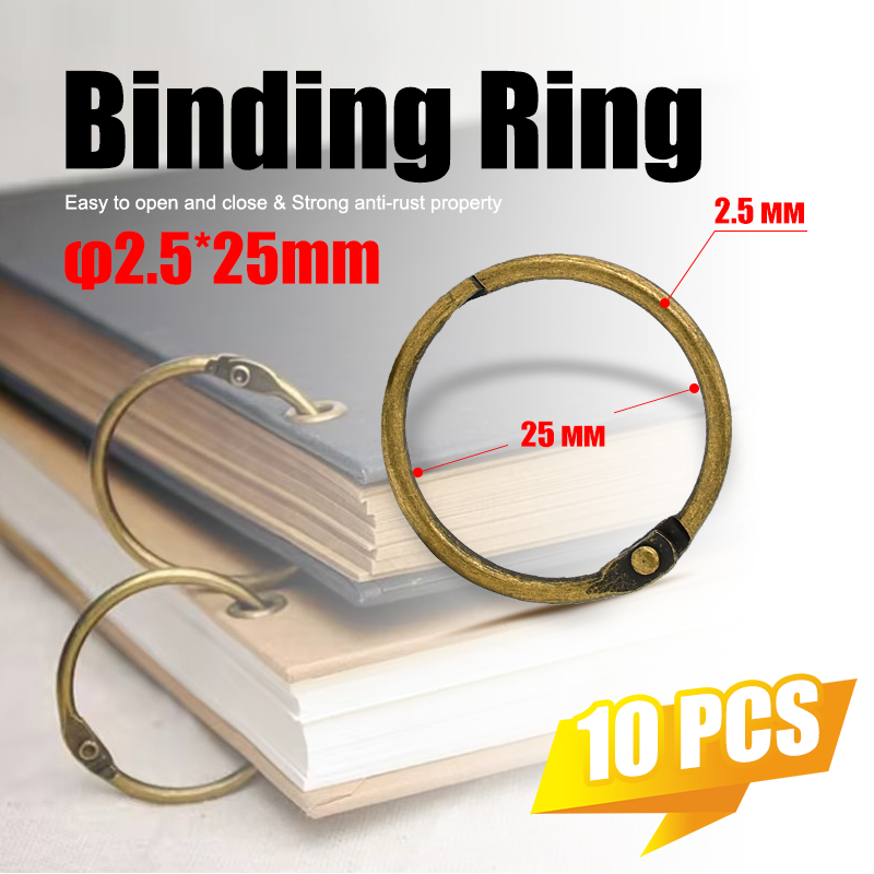 Vintage Collectible Books - 10個入り ヴィンテージ真鍮製 25mm バインダーリング ルーズリーフブックリング プランナー＆スクラップブック用