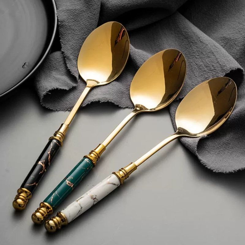 1PC ヴィンテージヨーロッパステンレス鋼スプーンセラミック - Vintage Collectible Spoons のレビューと価格