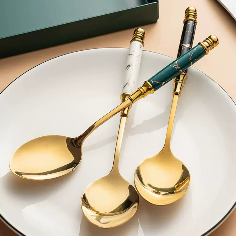 1PC ヴィンテージヨーロッパステンレス鋼スプーンセラミック - Vintage Collectible Spoons のレビューと価格