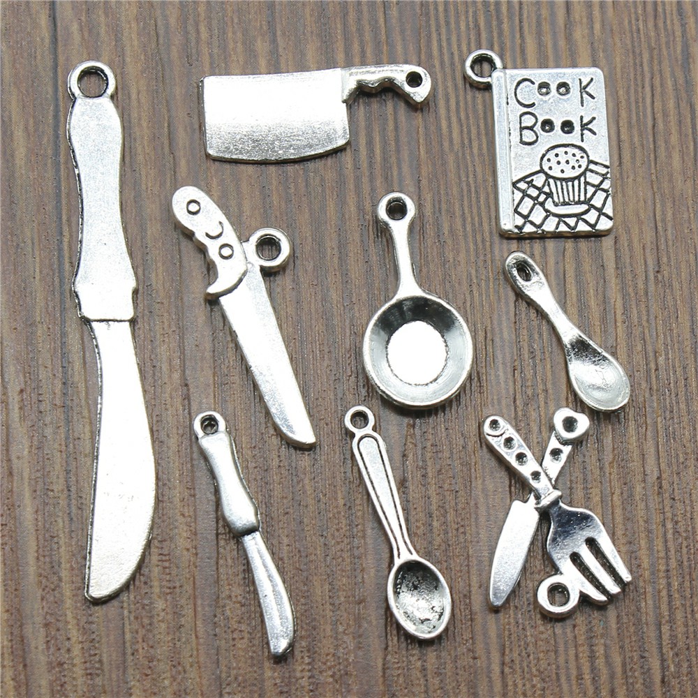 アンティークシルバーカラーの包丁チャーム、キッチン用品、DI - Vintage Collectible Spoons のレビューと価格