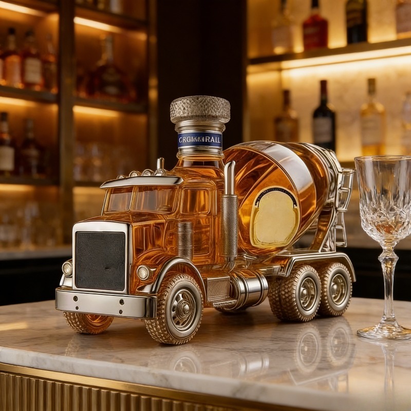 ヴィンテージトラックデザインのガラス製ウイスキーデカンター、 - Vintage Collectible Liquor Bottles のレビューと価格