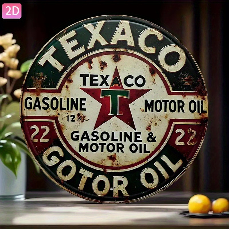 ヴィンテージのテキサコ・オイルの金属製サイン。レトロな赤、白 - Vintage Collectible Plates のレビューと価格